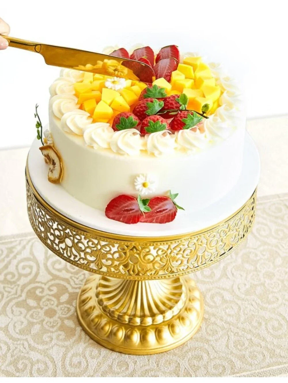 11 PC Gold Dessert Serving Set - Elegant Party Cake Stands & Trays NIB